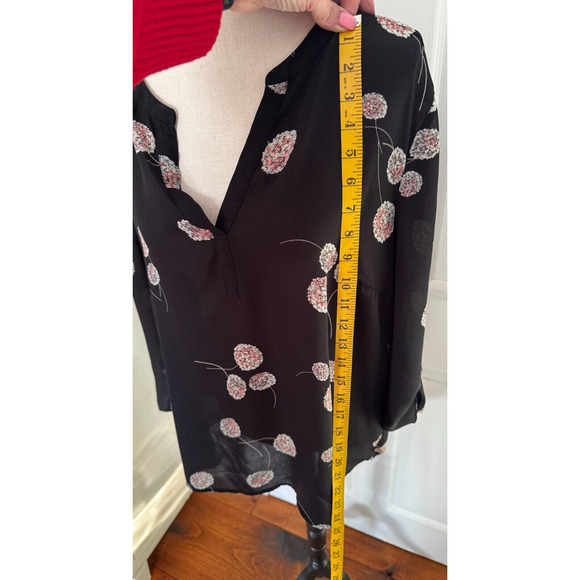 DANIEL RAINN Koda Blouse Size XXL Split Neck Black Floral 3/4 Sleeve Stichfix - Picture 9 of 10